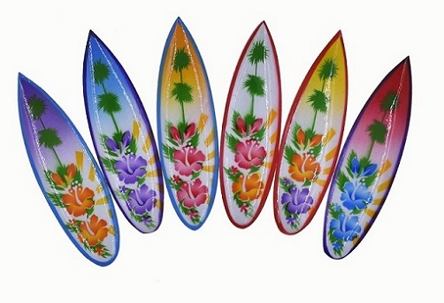 Airbrush Painted Hibiscus FLOWER Surfboard Fridge Magnet