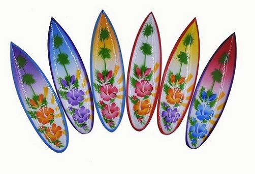 Airbrush Painted Hibiscus Flower Surfboard Fridge Magnet