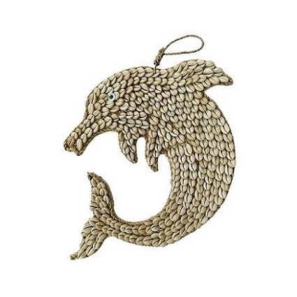 Cowrie Shell Wall Hanging Decoration With Dolphin Shape