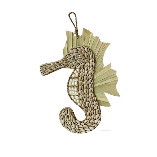 Cowrie Shell Wall Hanging Decoration with Seahorse Shape