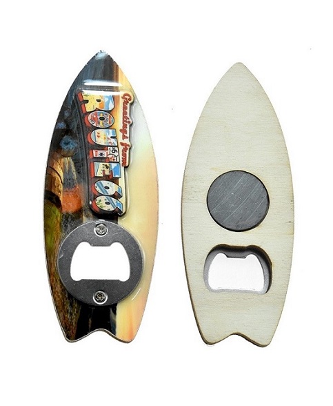 3D ROUTE 66 Surfboard Bottle Opener Magnet