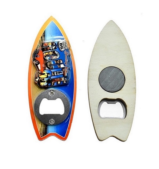 3D Historic ROUTE 66 Surfboard Bottle Opener/ Magnet