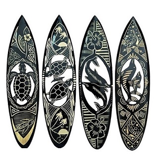 Wood Carving Surfboard Decor