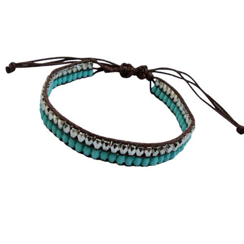 Turquoise With Silver Ball Bracelet
