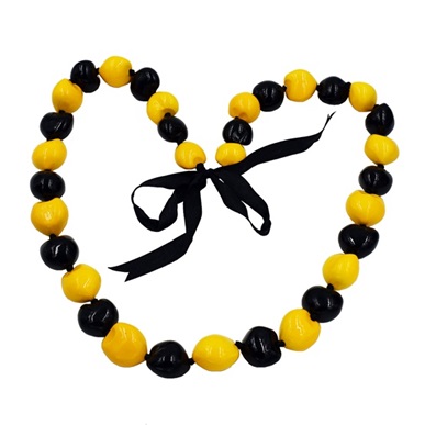 Yellow & Black Kukui Nut Lei / NECKLACE