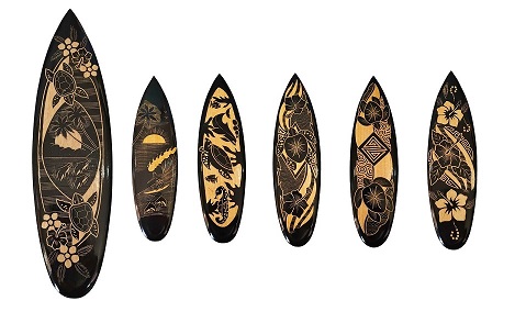Wood Carving Surfboard Decor