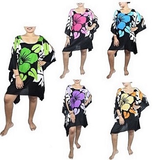 Hibiscus Floral Print Poncho DRESS
