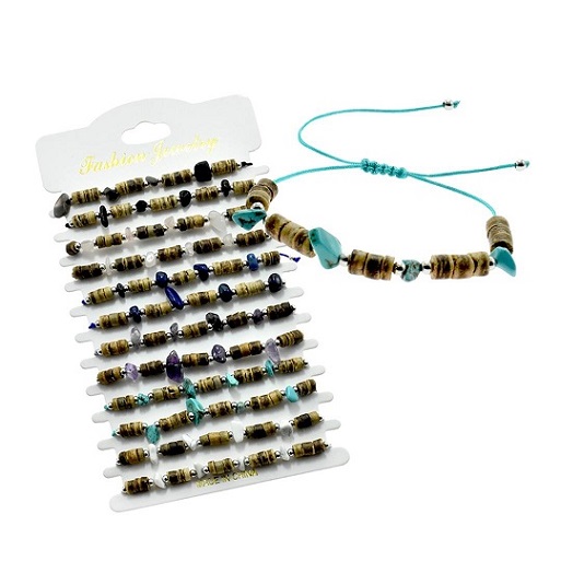 Coconut With Chip Breaded Stone Adjustable BRACELETs