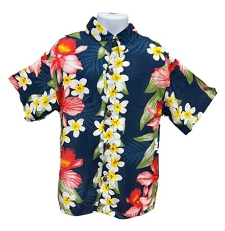 Tropical Orchids and Plumeria Lei Boy's SHIRT  ( M )