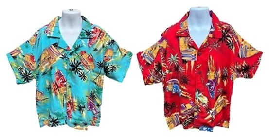 Tropical Palm Tree Surf Car HAWAIIAN Boy's Shirt  Large/ XLarge