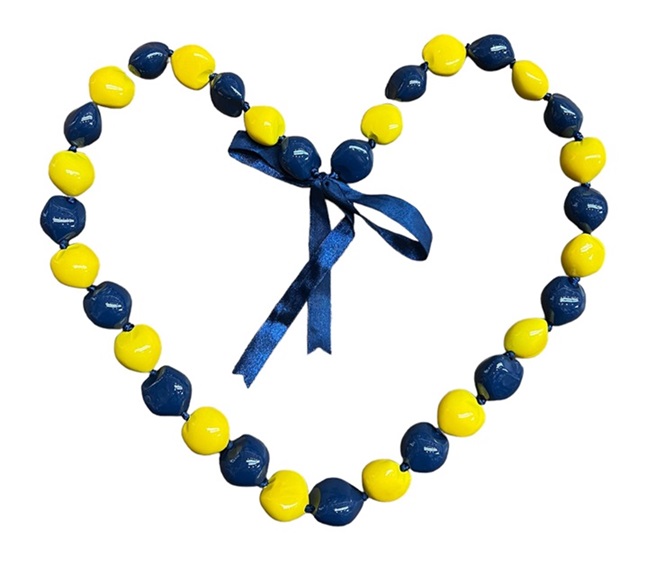 Navy Blue And Yellow Kukui nut NECKLACE