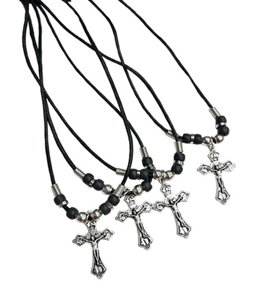 Crucifix PENDANT Wax Cord Necklace