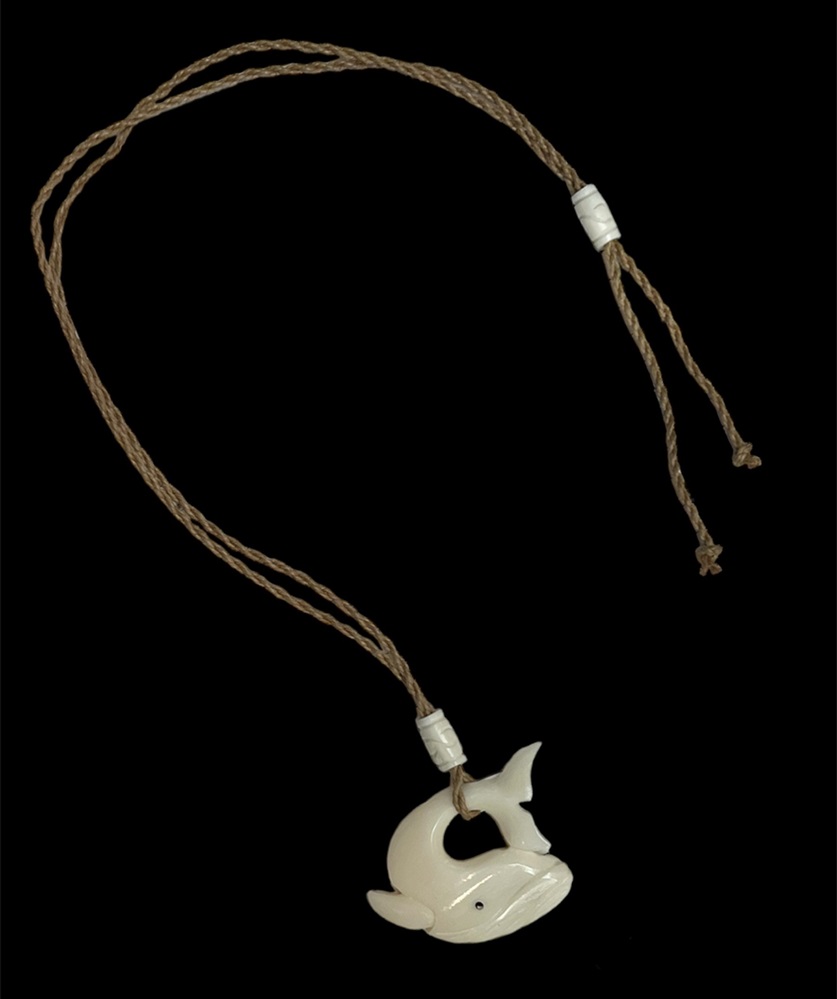 Hand Carve  Humpback Whale Bone Pendant NECKLACE