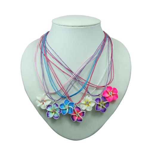 Fimo FLOWER With Crystal Necklace