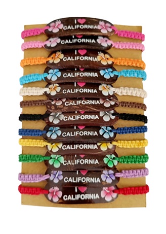 ''I Love CALIFORNIA '' Hibiscus Coconut Pendant Bracelet