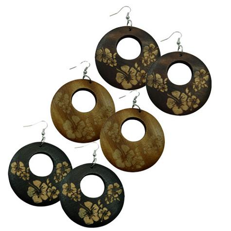Flower WOOD Earrings