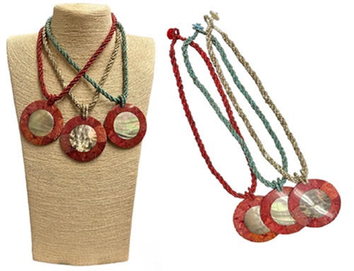 RED Coral With Shell Pendant Necklace
