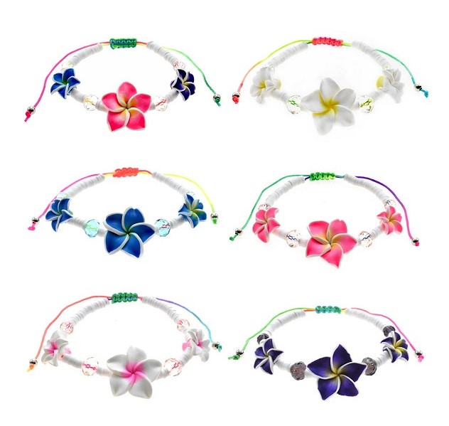 Crystal Fimo Flower Pendant with Heishi BEADS Bracelet