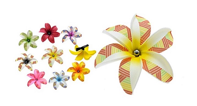 Tribal Print Tiare Flower HAIR CLIPs