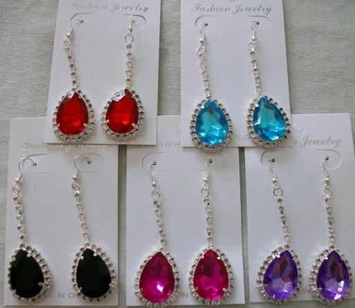 Crystal Tear Drop Colors Earring