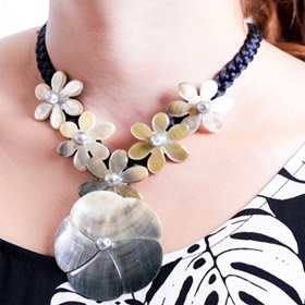 Plumeria and Tiare MOP Shell NECKLACE