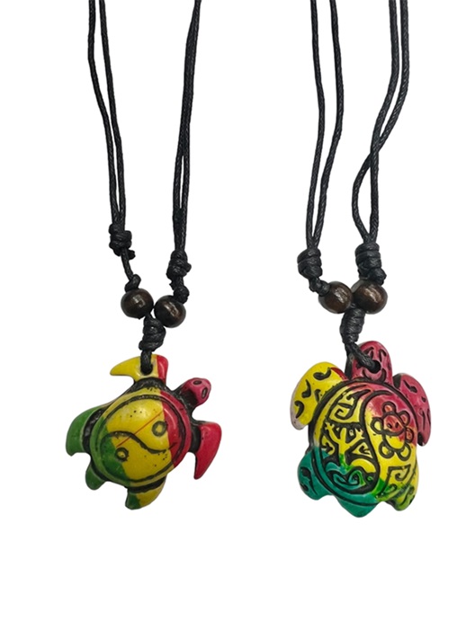 RESIN Rasta Turtle Pendant Necklace