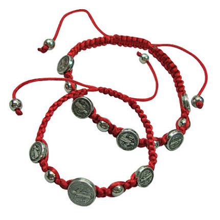 ST. Benedict Macrame Red Rosary Bracelet.