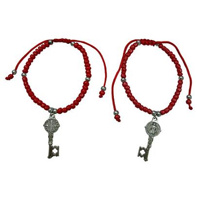 Key Rosary Pendant With Red BEADS Bracelet