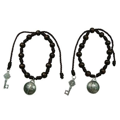 St.Benedict Medal and Key to Heaven PENDANT Rosary Bracelet.