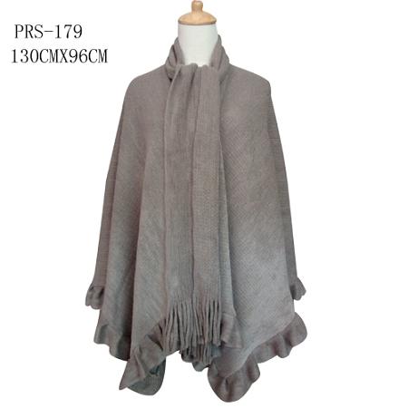 Lady's  Ruffle Edge Poncho/SCARF (Rosy Brown)