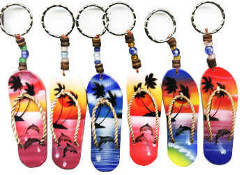 Dolphin With Palm Tree SANDAL Key Chains