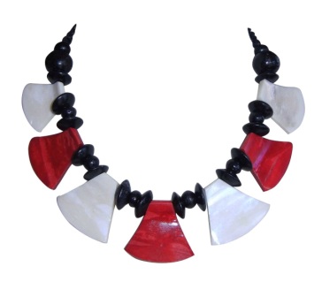 Red/White Alternate Bone With Coco NECKLACE