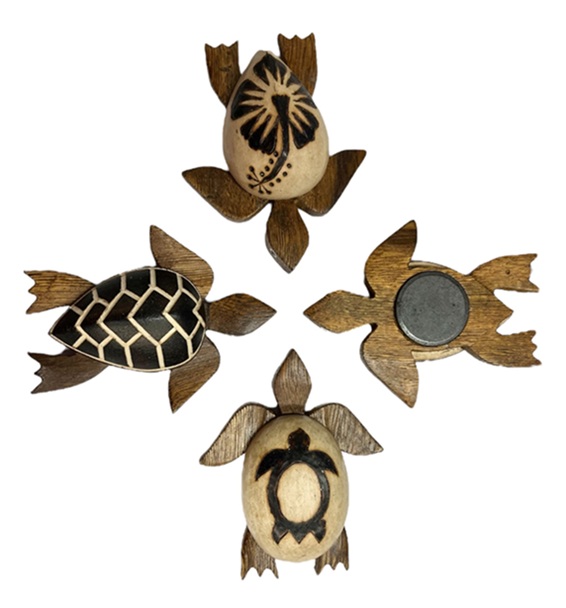 Wooden Turtle With Burn Design MAGNETS