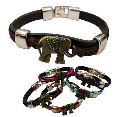 Elephant Pendant With LEATHER Bracelet