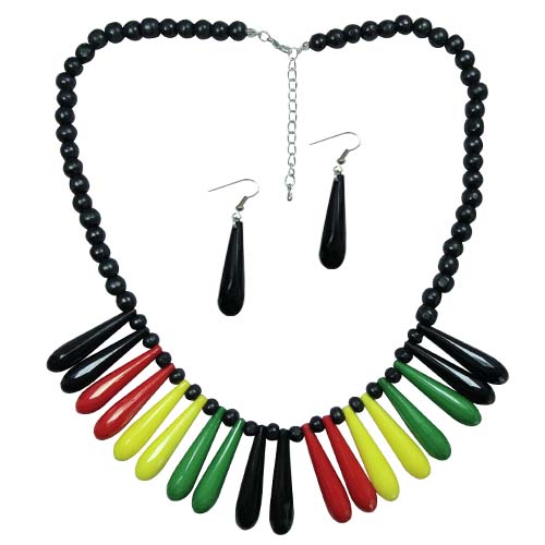 Rasta Color Necklace & EARRING Set