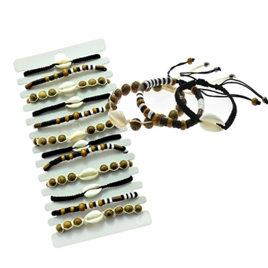 Cowrie Shell With Wood Bead BRACELET