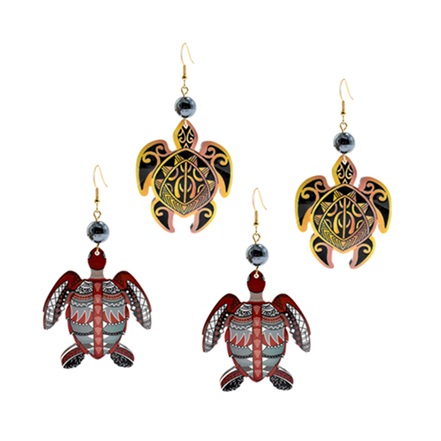Sea Turtle Tribal PENDANT Earrings