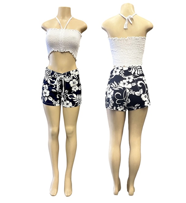 Aloha Hibiscus FLOWERS Women's Board Swimming Shorts and Top Set