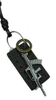 Gun Pendant With LEATHER Necklace