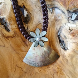 Mother Of Pearl Hieroglyph Carved Necklace
