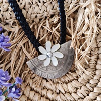 Mother Of Pearl Hieroglyph Tiare Carved Necklace