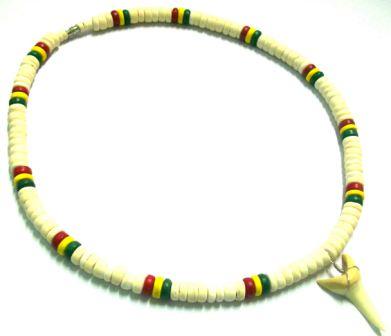 Rasta BLEACH Coconut  With Shark's Tooth Pendant Necklace