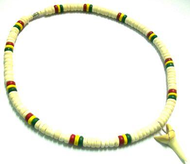 Rasta Bleach Coconut  With Shark's Tooth PENDANT Necklace