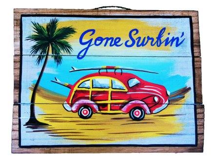 ''Gone Surfing'' Wooden SIGN