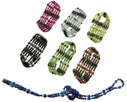 33'' Magnetic Therapy HEMATITE and Evil Eye Bracelet/Necklace.