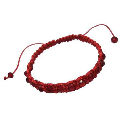 Red  Macrame with Crystal BRACELET (Children Size).