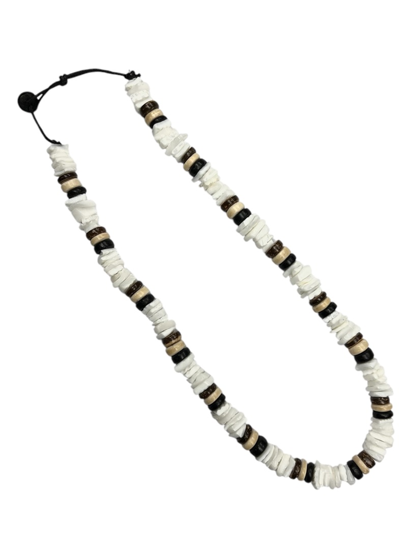 Rose Clam Shell with  Earthy Tone Coconut Necklace