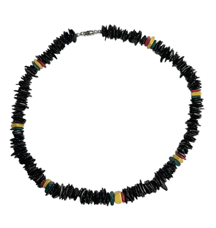 Black Rasta Rose Clam Shell Necklaces