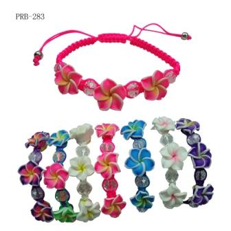 Fimo Flower With Crystal BraCelet