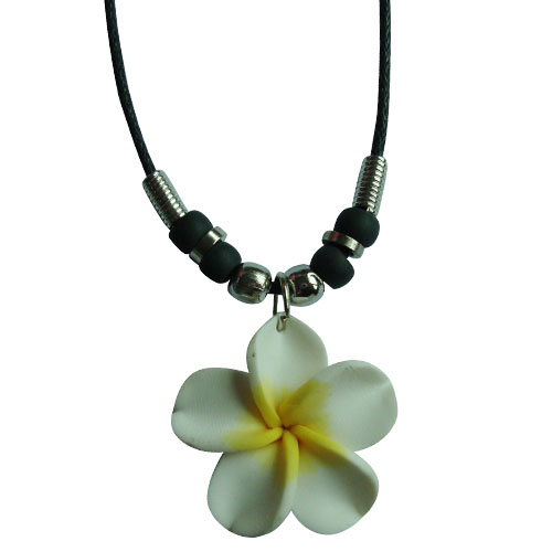 White Fimo FLOWER Necklace